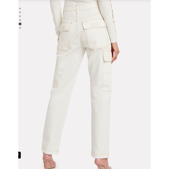 SLVRLAKE Savior High-Rise Cargo Jeans in White - Size 24 - Picture 2 of 9